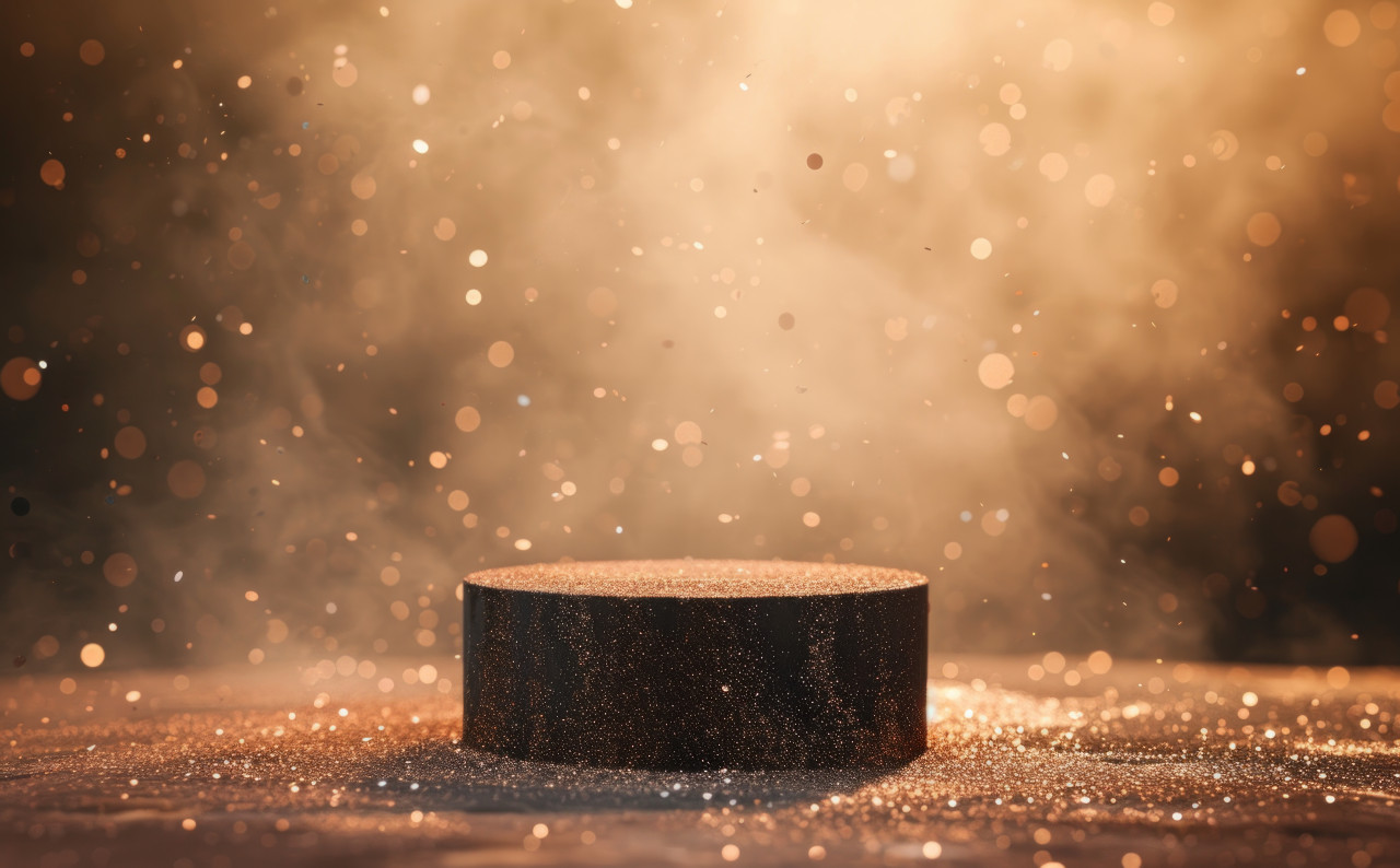 Glitter covered empty pedestal in the background, brand positioning image