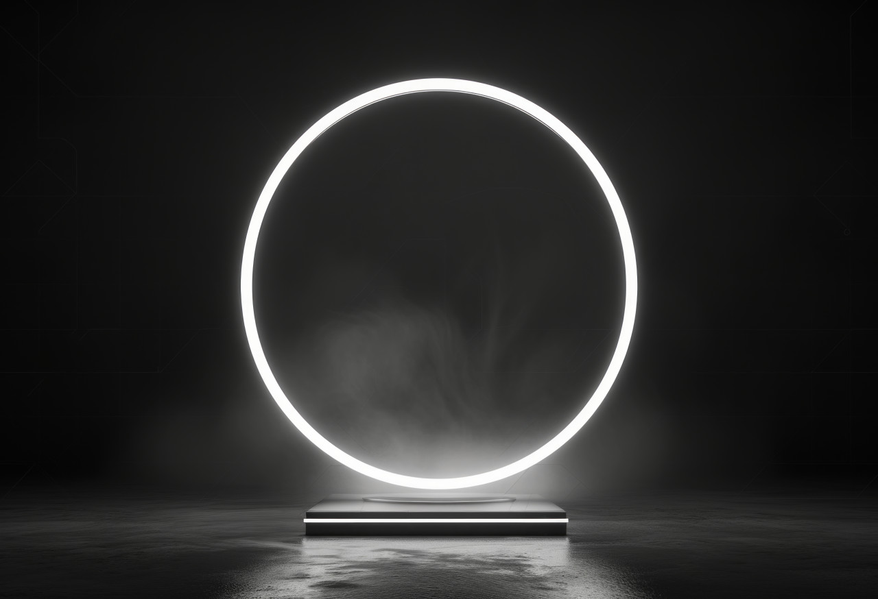 Glowing light bulb on a tabletop stand, brand positioning concept