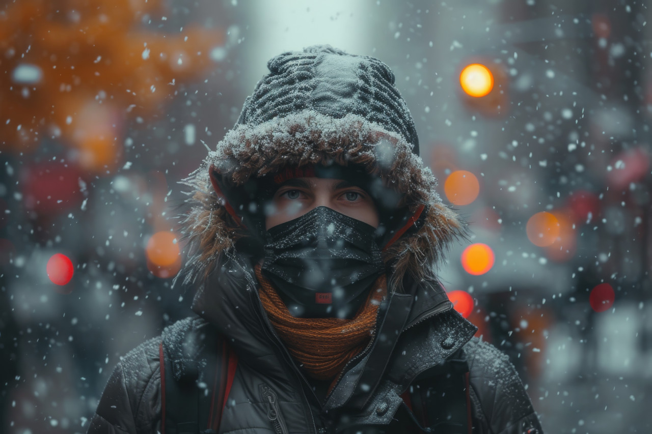 Black jacketed teenager smoking exuding a rebellious spirit and a sense of individuality, air pollution and smog concept