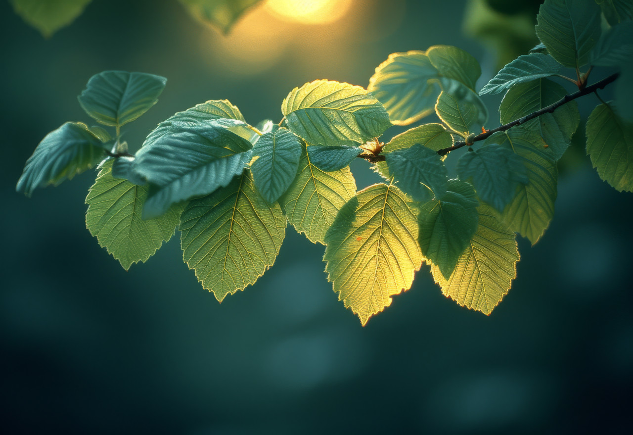 The sun rays peek through the lush leaves, global temperature rise concept