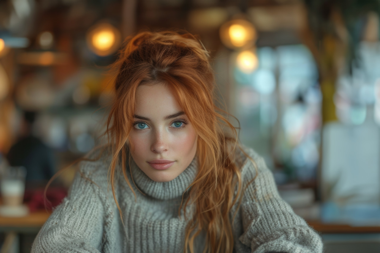 A lady using her laptop at a table, urban downsizing concept