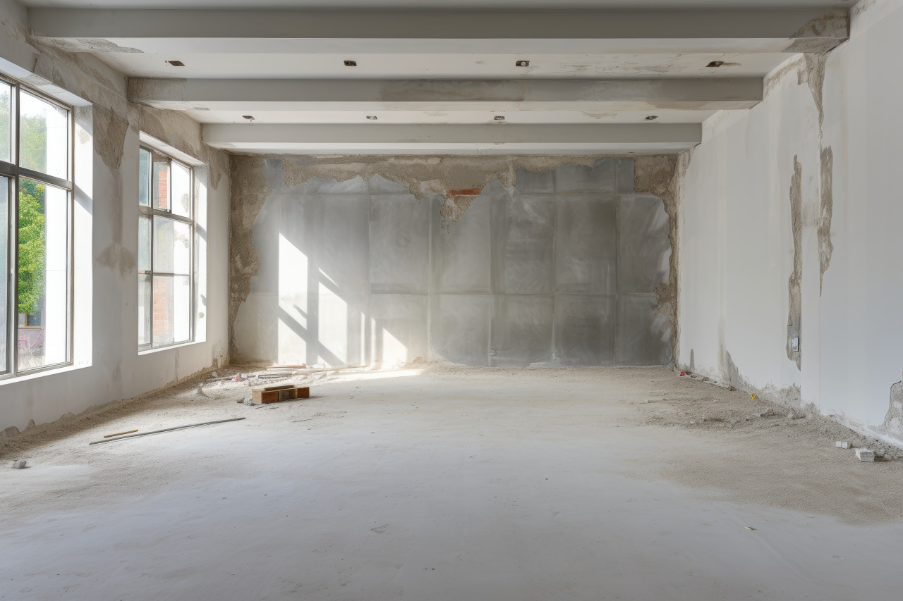 Explore the possibilities of an empty room in a newly constructed building, decluttered interiors photo