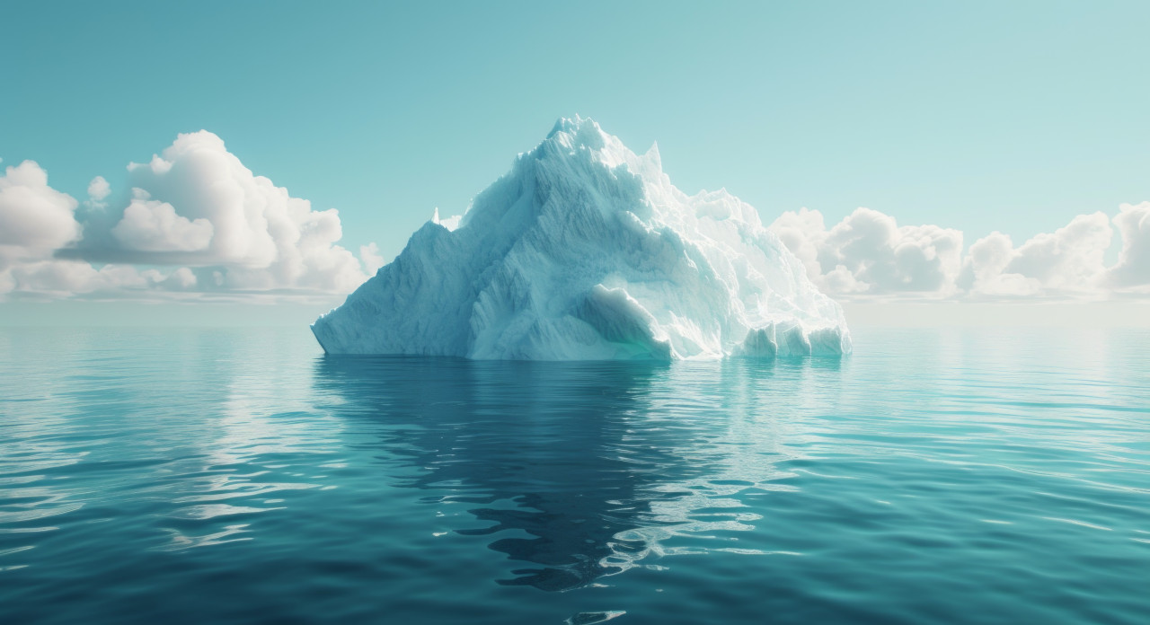 Majestic iceberg floating in the water, melting glaciers and icebergs concept