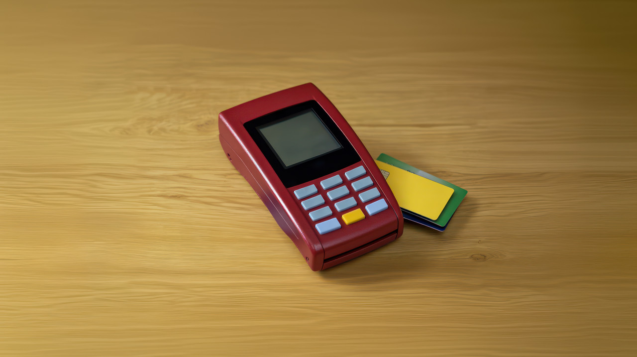 Credit card terminal with an open contactless payment device atm service concept