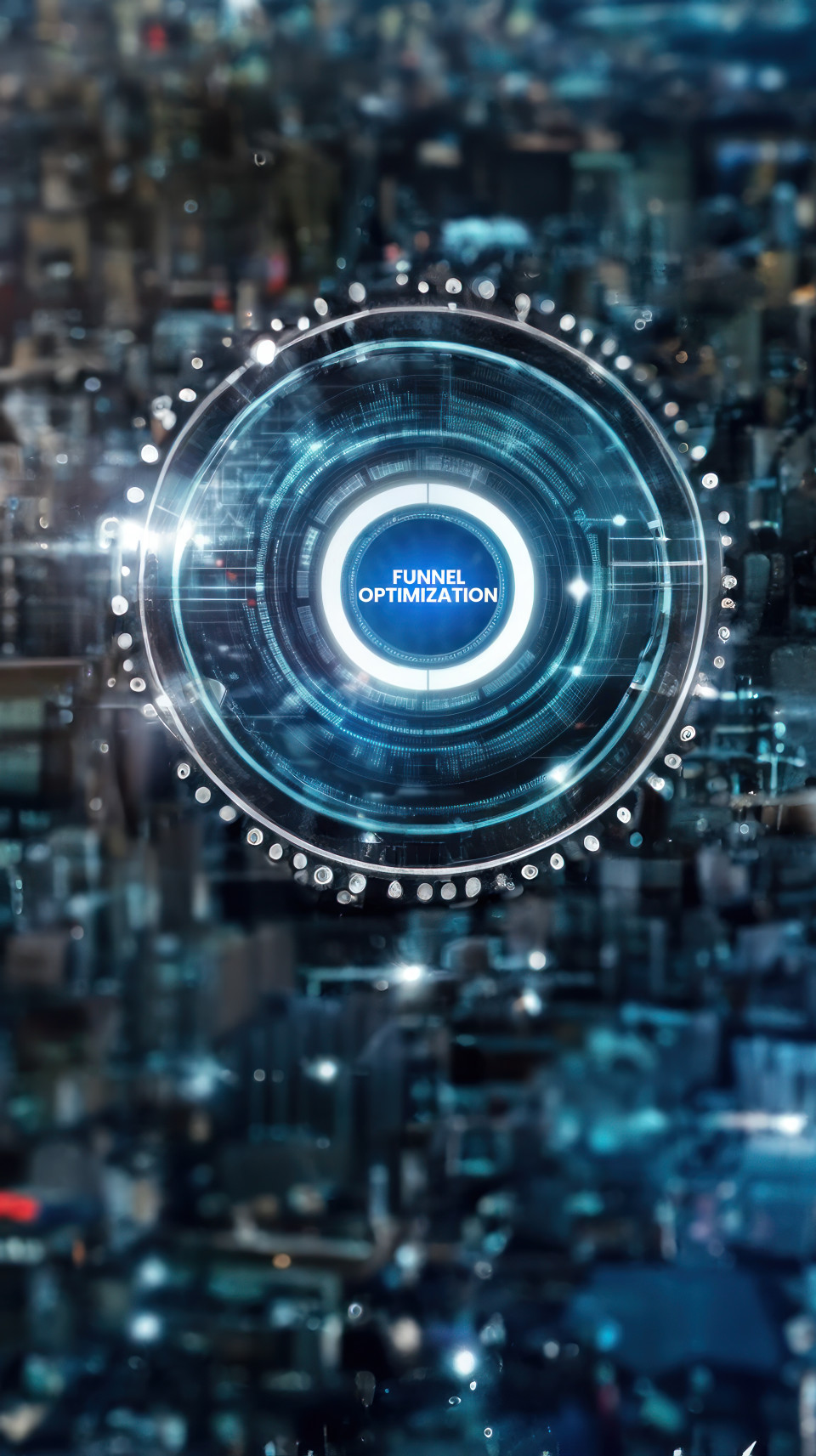 Futuristic interface of funnel optimization as a web banner for online marketing, highlighting sales funnel concepts and digital lead attraction