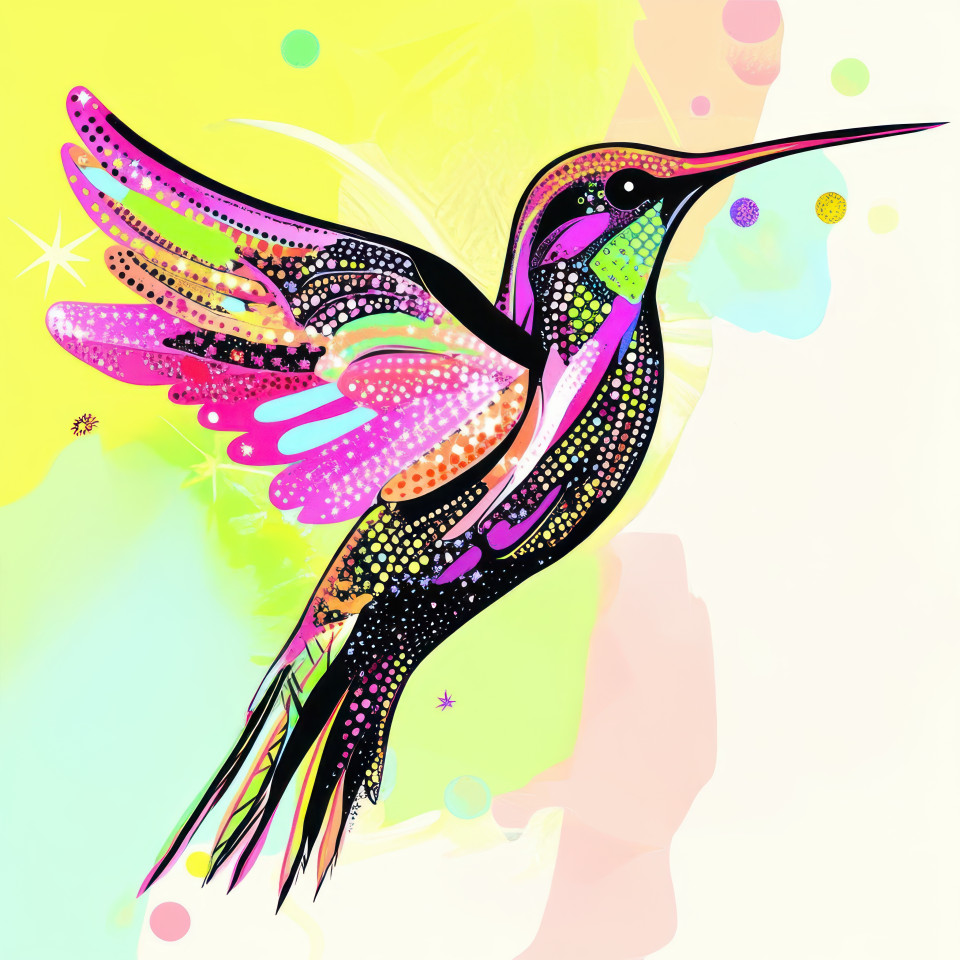 Elegant decal of a hummingbird mid flight wings spread gracefully capturing nature’s beauty, ideal for custom decals, stickers custom, and home or car decoration