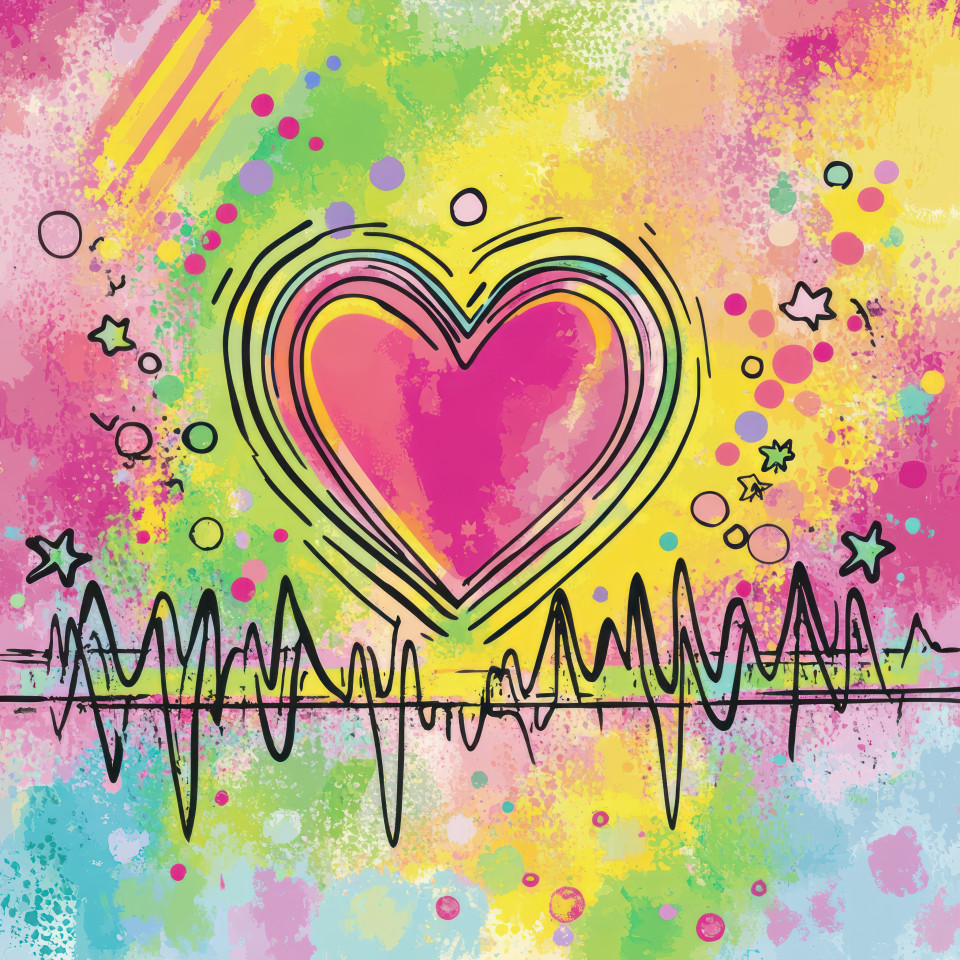 Heartbeat line decal with a heart symbol representing love and life, great for medical themes, custom decals, stickers custom, and health related decorations