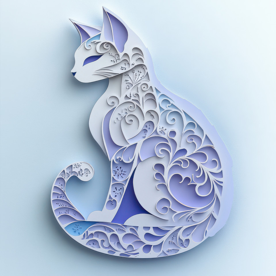 Silhouette of a sleek cat with simple curves, paper cutout style, minimal and elegant, perfect for pet lovers. paper dolls cut out, matisse paper cutouts