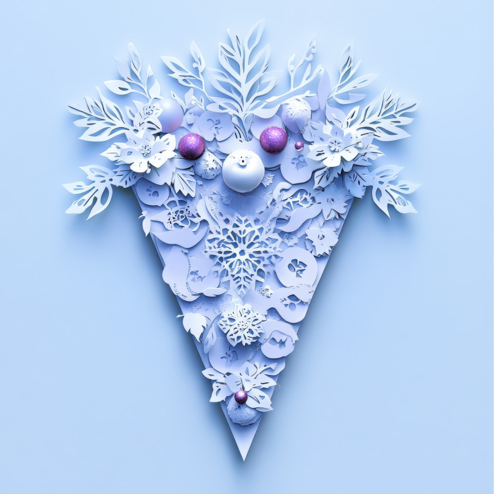 A slice of pizza with cutout toppings melted cheese and crisp edges, fun food concept in a paper cutout style. paper dolls cut out, matisse paper cutouts