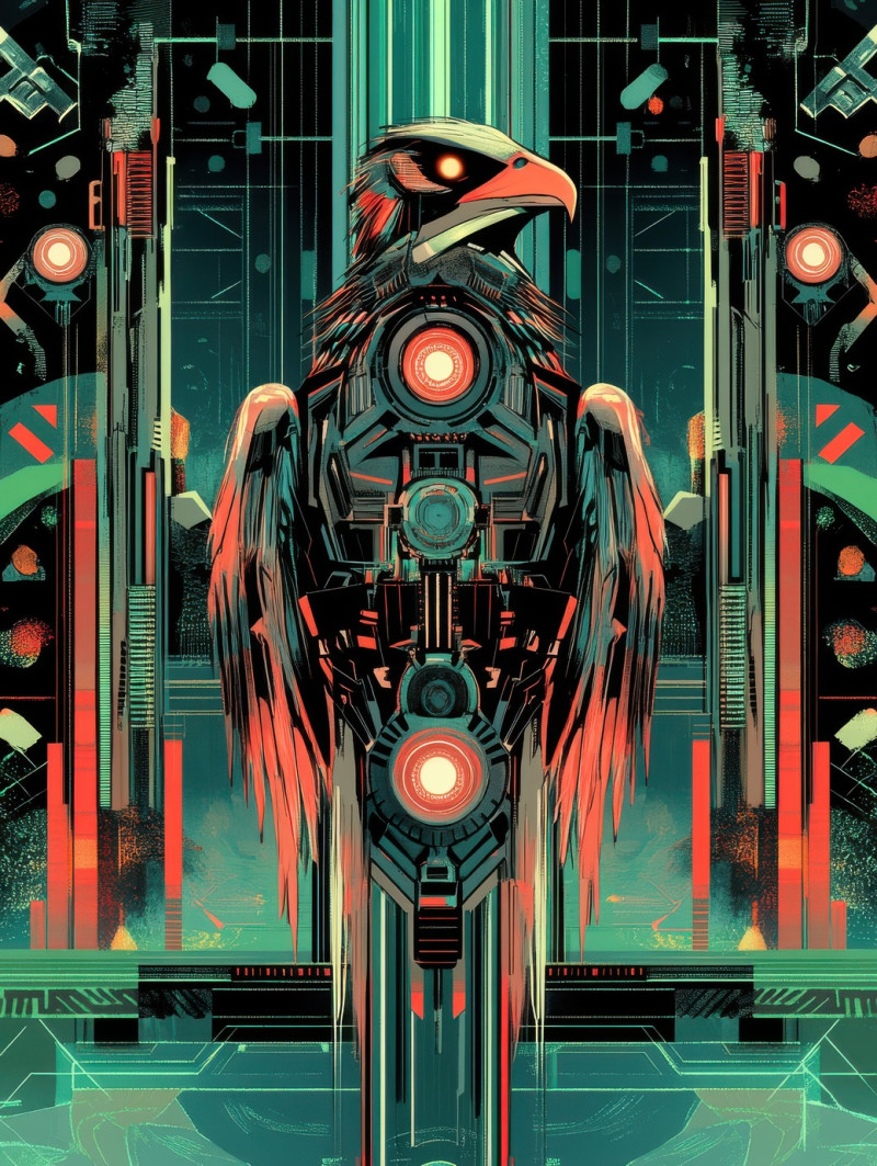 Rocket powered chrome falcon soars through the sky, leaving a neon trail, sleek metallic design inspired by atompunk technology, atompunk, atompunk clothes, atompunk poster