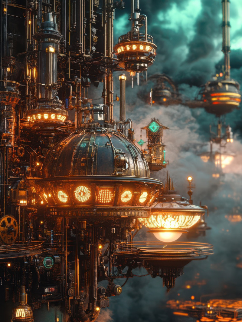 A carnival with flickering neon and gas lamps, casting eerie glows on rusted rides and worn-out tents in a dystopian setting, dieselpunk, dieselpunk etsy, fantasy dieselpunk