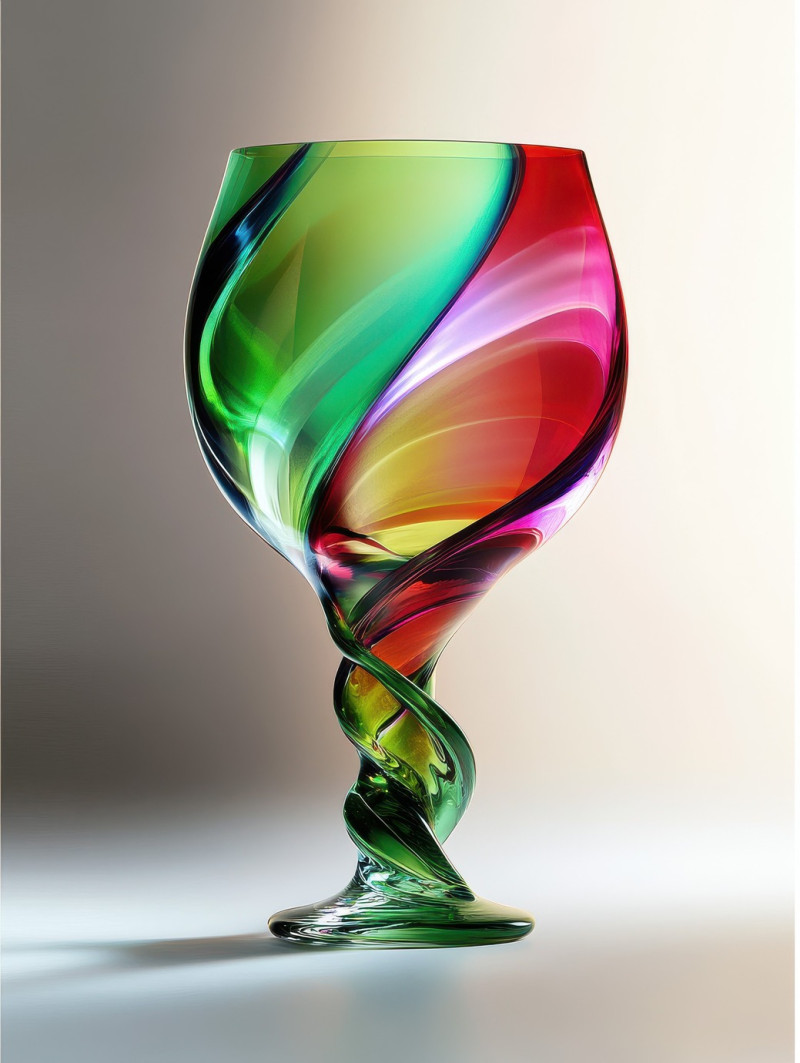 A goblet with swirling graal glass textures, featuring intricate layers of color, the unique orrefors graal technique creates depth and movement, making this orrefors graal vase truly special