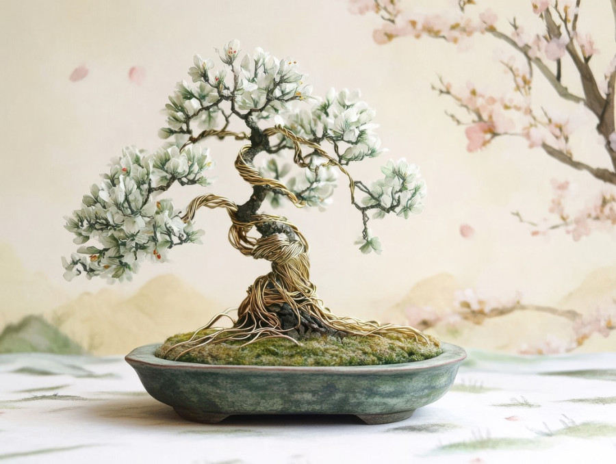 A single bonsai tree in a quiet, peaceful space, capturing the essence of mindfulness and balance, thriving in carefully prepared bonsai soil