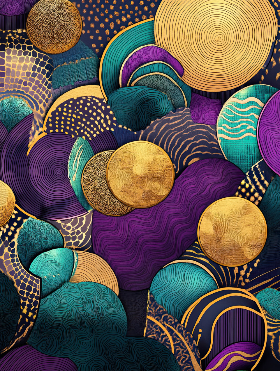 Coin motifs in interwoven spirals, symbolizing prosperity and tradition, a mesmerizing geometric temari design, funko temari, naruto temari