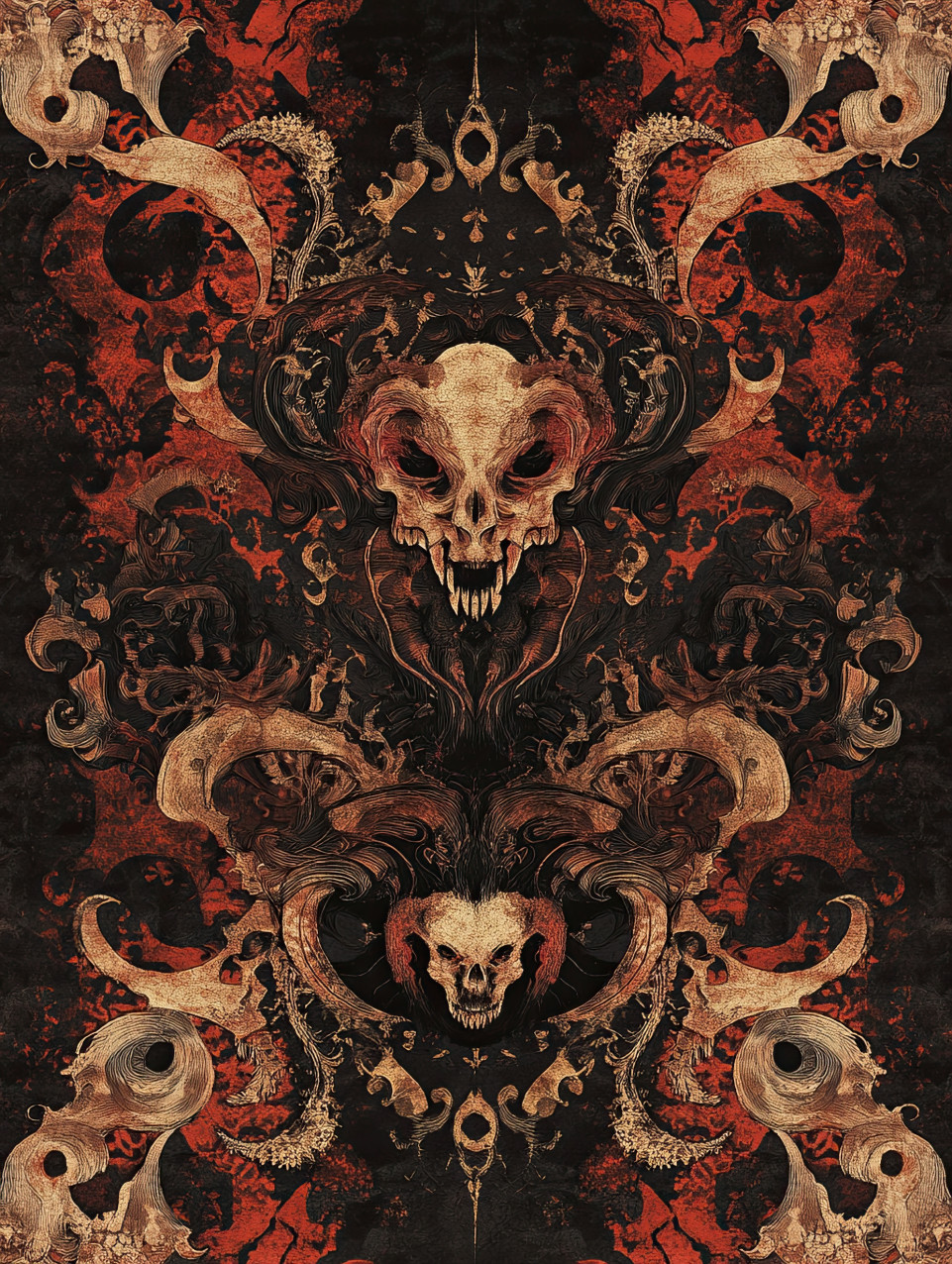 A beast with a thousand whispering mouths forms a grotesque tapestry of endless voices, filling the air with eerie murmurs that echo in the void