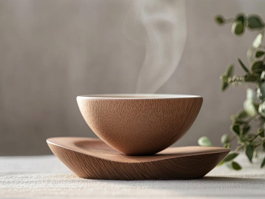 Hot tea in a cup with steam rising, creating a warm and cozy atmosphere, relaxation and comfort in bentwood village, peaceful moments at residence at bentwood