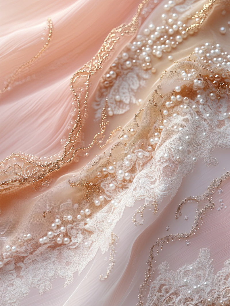 Waves curling with delicate lace edged foam, the ocean movement resembling chantilly lace fabric, nature beauty merging with chantilly lace material designs