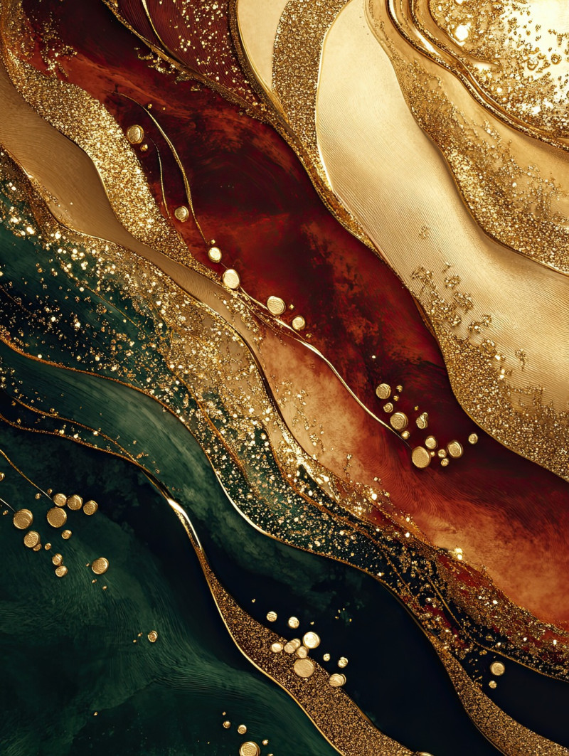 Waves curl with shimmering gold highlights under the sunlight, the golden reflections dance on the water, creating a magical oceanic scene, gilded meaning richness, regilding glow