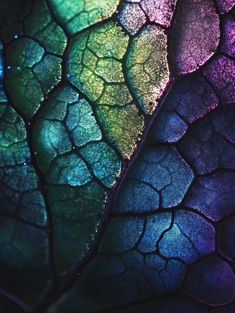 Leaf veins in magnified art, emphasizing the natural vein structure and surface textures, the micrographia method enhances botanical precision in book micrographia