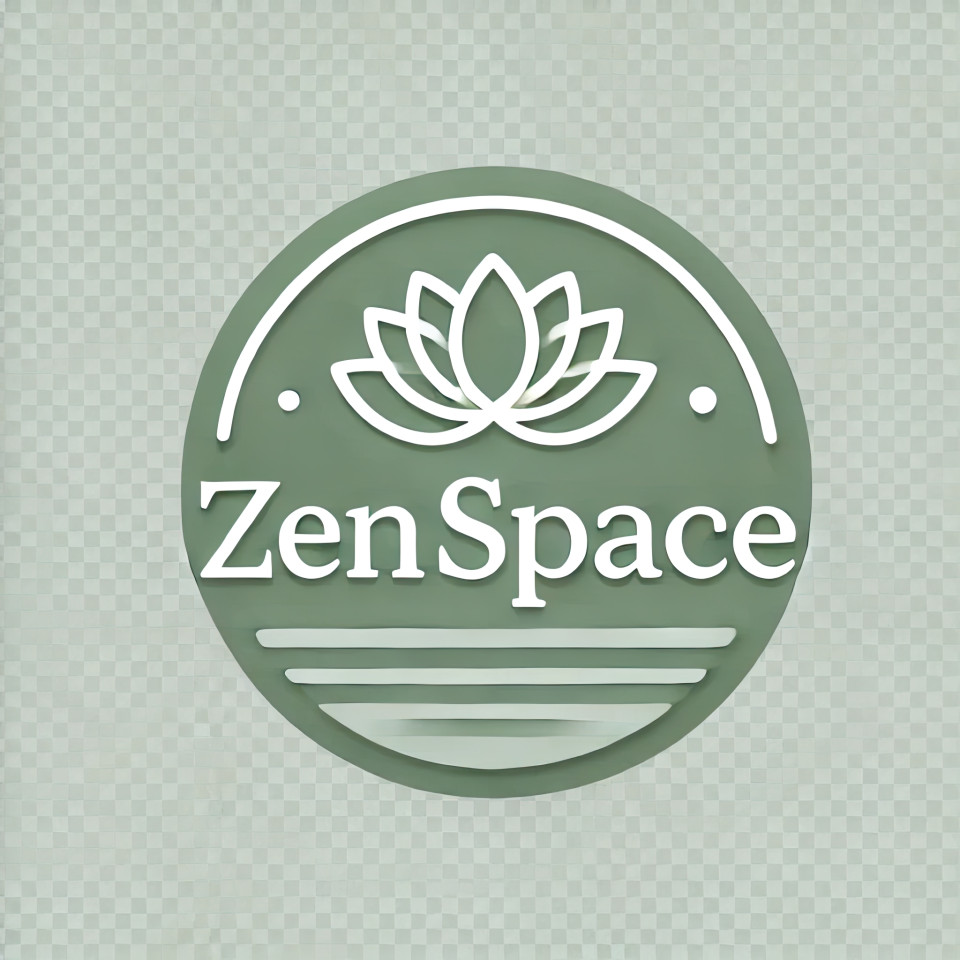 Minimalist typographic logo for zenspace, a peaceful yoga studio, designed with elegant, calming typography to reflect wellness, meditation, and relaxation