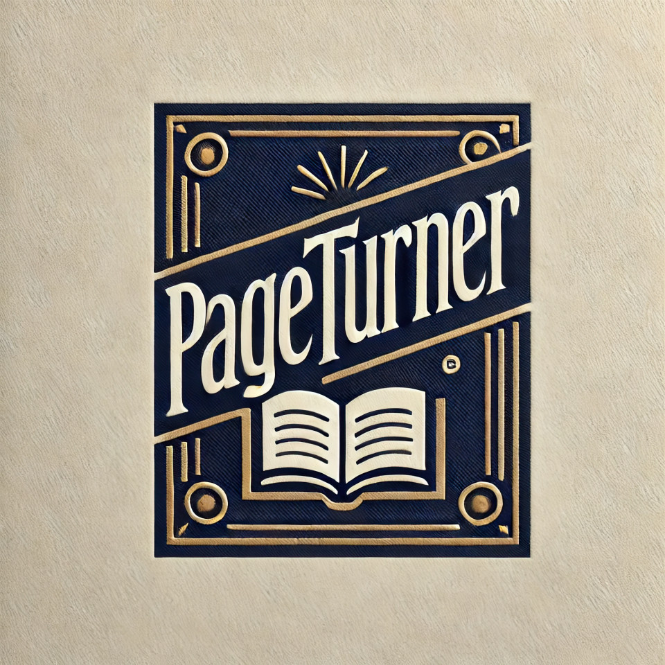 Minimalist typographic logo for pageturner, a bookstore, featuring stylish, simple lettering, ideal for bookshops, reading clubs, and literary businesses