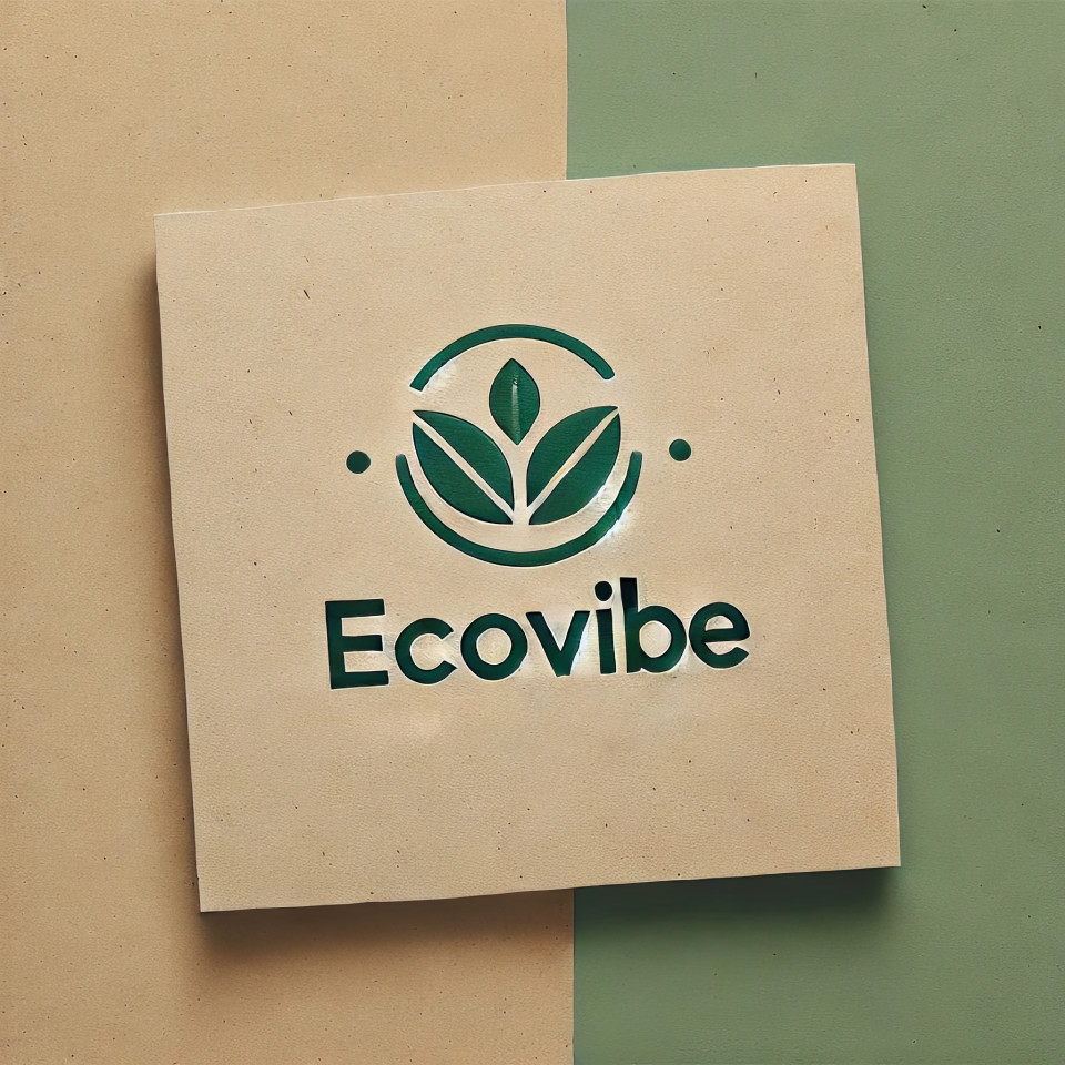 Minimalist typographic logo for ecovibe, an eco-friendly brand, using clean, nature-inspired typography, perfect for sustainable products and green businesses