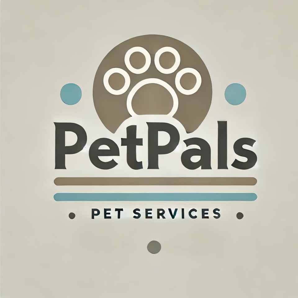 Minimalist typographic logo for petpals, a pet services brand, with playful yet simple typography, ideal for pet grooming, sitting, and animal care businesses