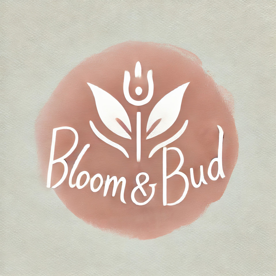 Minimalist typographic logo for bloom & bud, a florist, with graceful and delicate typography, perfect for flower shops, floral arrangements, and event decorators