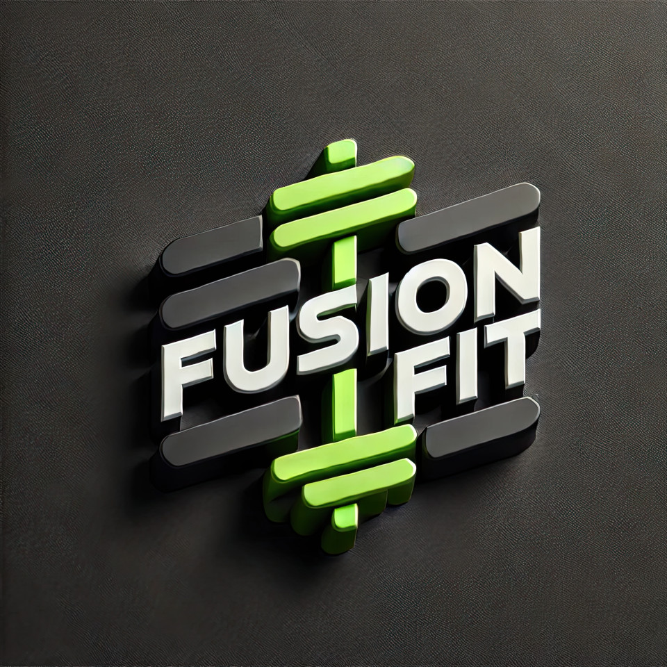 Minimalist typographic logo for fusionfit, a gym, designed with strong and modern typography, perfect for fitness centers, personal training, and workout brands