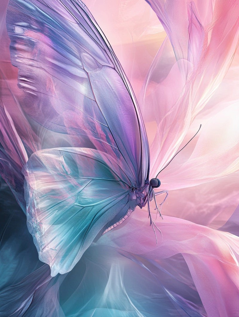 Softly blurred butterfly wings with delicate details, gentle hues blend seamlessly, capturing motion and beauty, airbrush drawing, air brush drawing, airbrush sketch