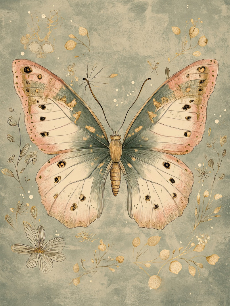 Detailed anatomy of a butterfly showcasing wings body parts, and internal structures, biological illustration, bio illustration, illustration biology