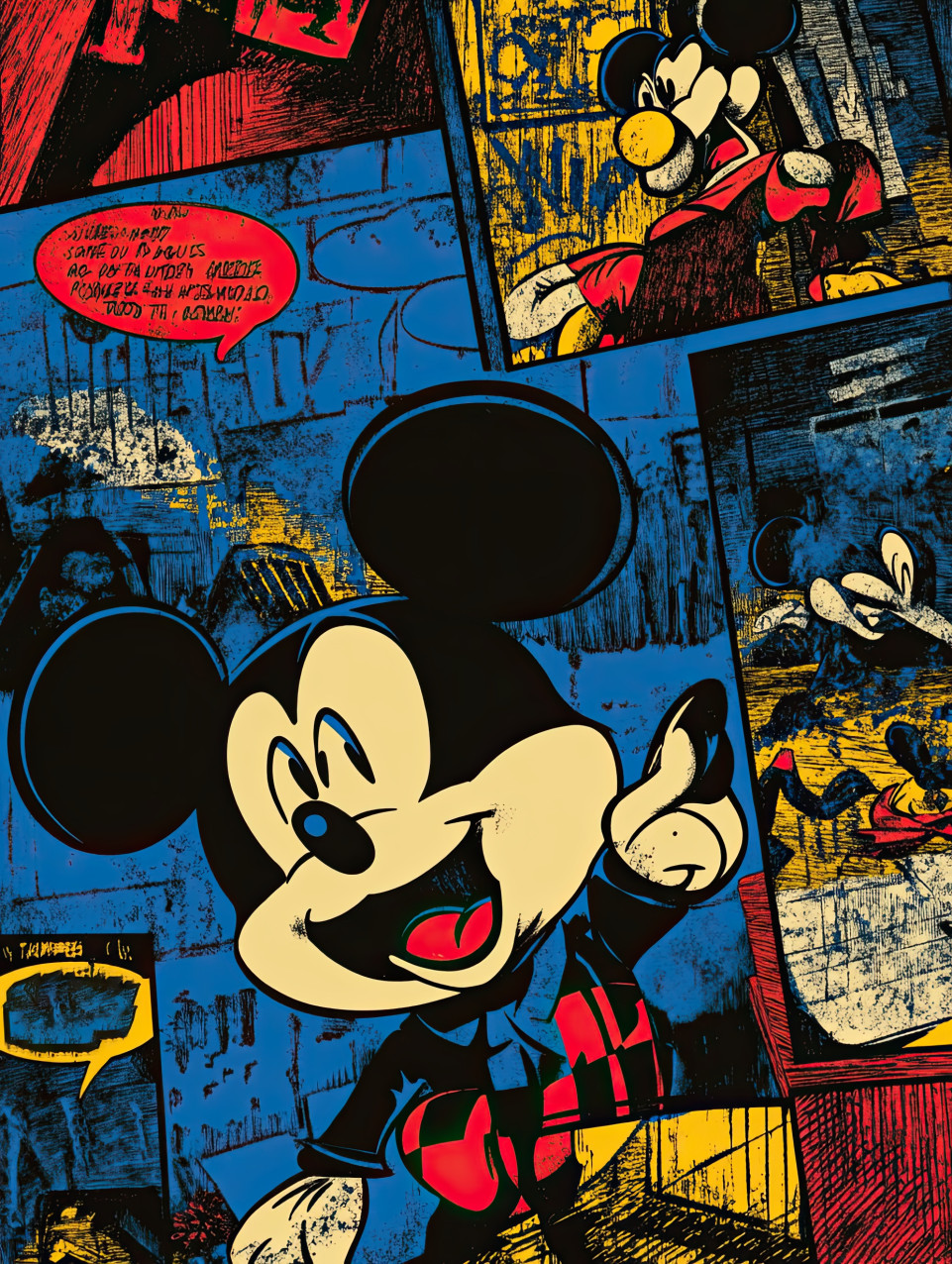 Clever detective mouse examines clues, solving a tricky mystery with sharp instincts and logic, comic strip style, calvin and hobbes style, comic strip art style