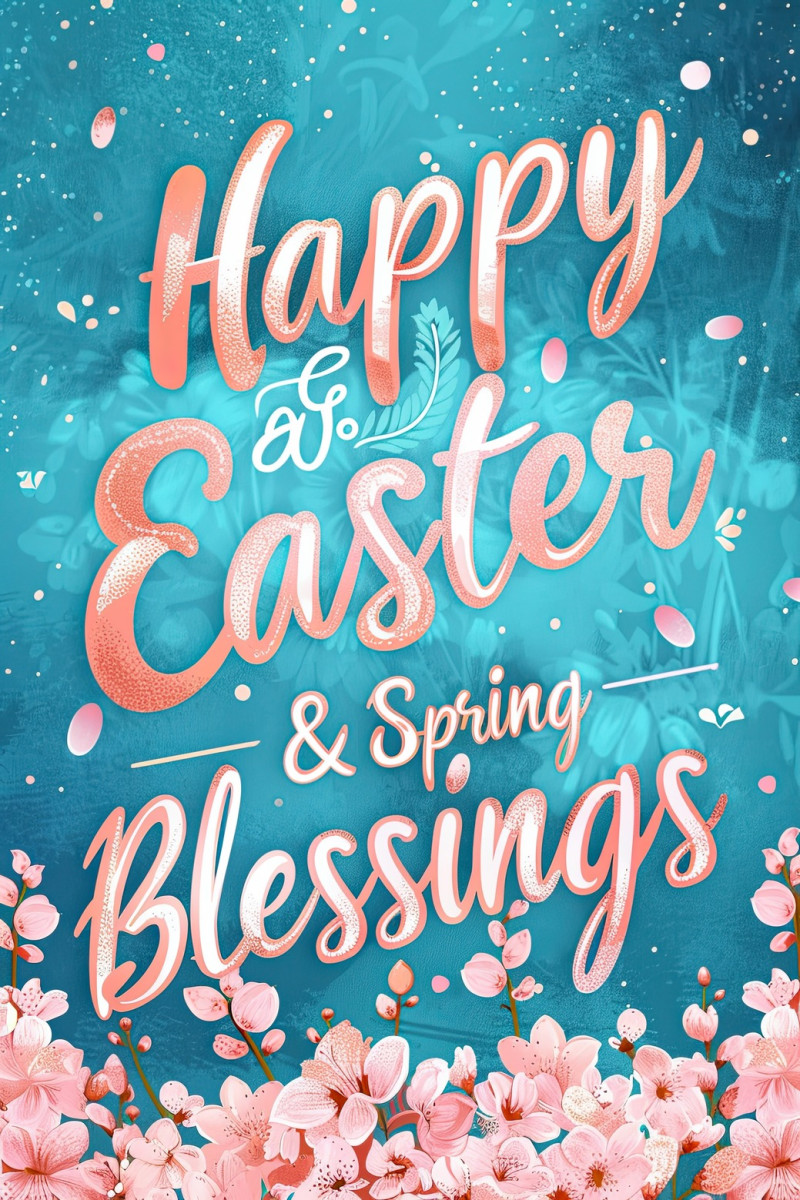 Easter celebration poster with a joyful and pastel toned atmosphere, easter eggs, blooming flowers, and cheerful gatherings, poster designs for seasonalfestivity