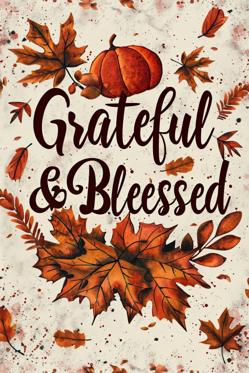 Thanksgiving poster with a warm and rustic atmosphere, autumn leaves, family feasts, and gratitude filled celebrations, poster designs for the holiday season