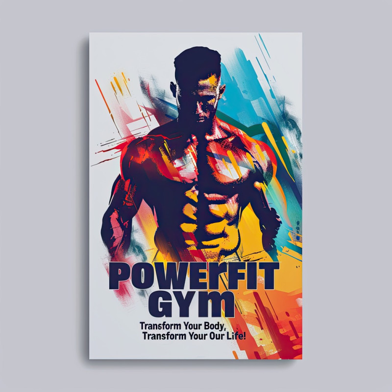 Energetic flyer designs of powerfit gym with text transform your body transform your life, featuring fitness training, strength workouts, and a healthy lifestyle