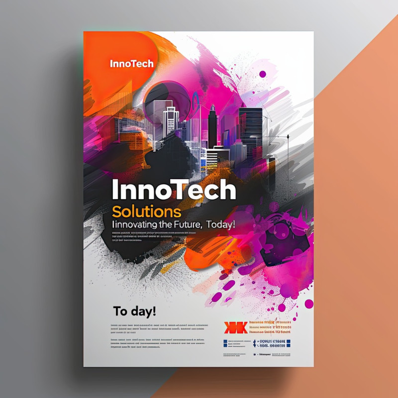 Energetic flyer designs of innotech solutions with text innovating the future today, showcasing technology, business solutions, and futuristic innovation