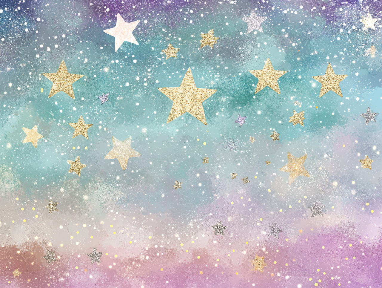 Escription: starry night sky with twinkling stars and cosmic glow, glitter drawing art style, sparkling celestial view, draw glitter effect, drawing glitter colour