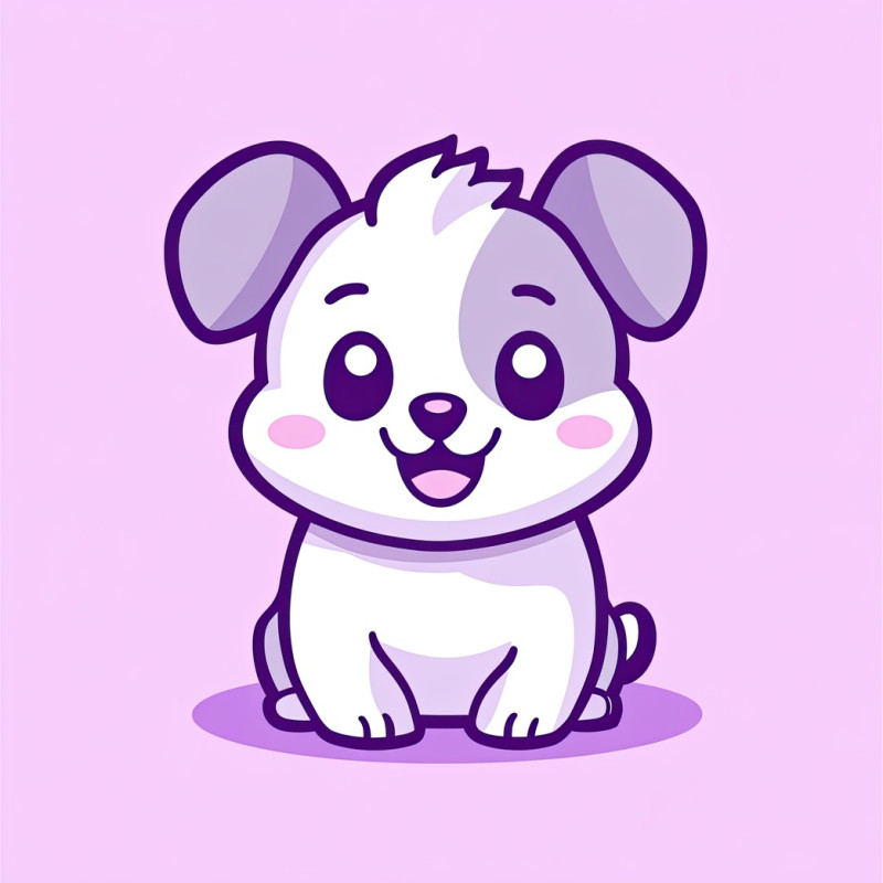 Adorable cartoon puppy icon with rounded features, big eyes, and a cute expression, perfect for animal icons, pet themes, and kids designs