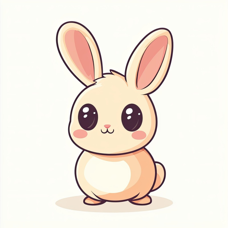 Adorable cartoon bunny icon with floppy ears, tiny paws, and a cheerful face, great for animal icons, children themes, and cute digital art