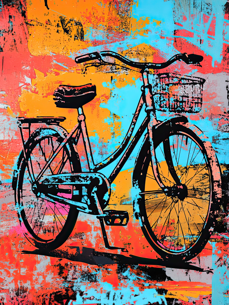Vintage bicycle in stencil painting style with classic frame and nostalgic design, retro travel and adventure art for stencil letters and stencils for walls