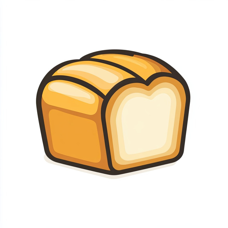 Loaf of bread in a bold outline, food icons style, a warm, golden brown bakery staple with a soft interior and crusty exterior in a modern cartoon design