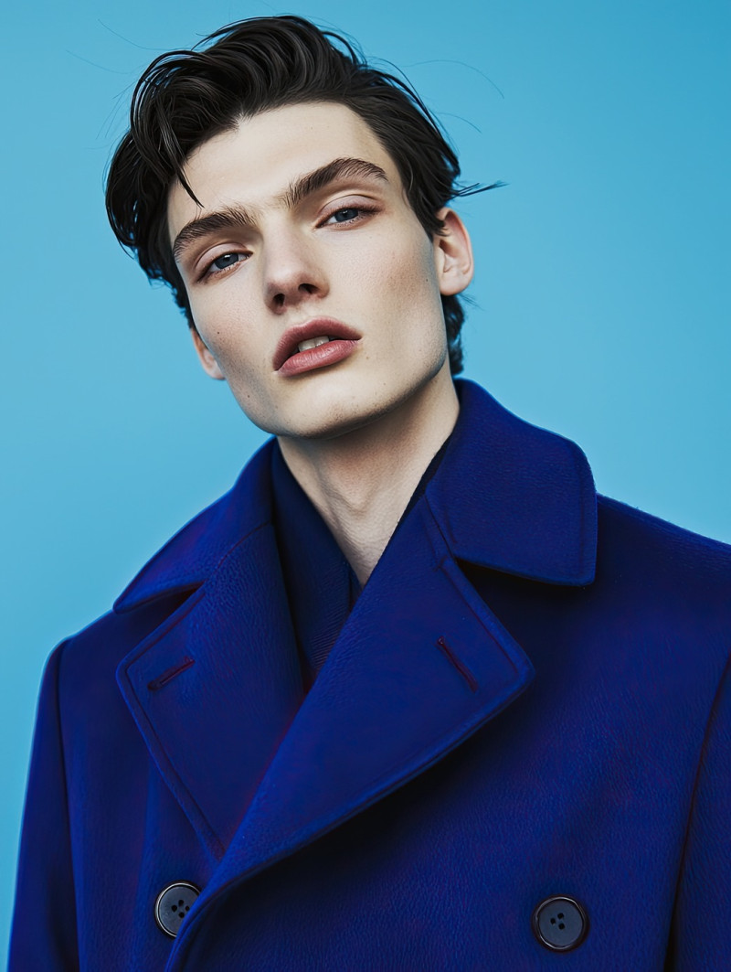 Refined model with sleek hair posing with an elegant head tilt, colorful photoshoot mockups, classic beauty and sophisticated charm in a bold setting