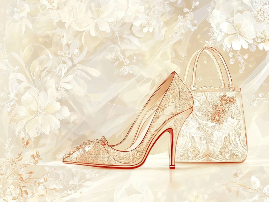 Elegant woman walking with stylish handbag and high heels, classy accessories, chic and fashionable concept, fashion illustration, fashion drawing, fashion sketches