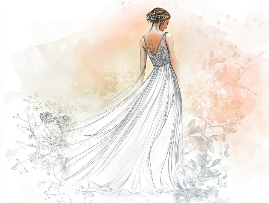 Woman in a light and airy summer dress twirling gracefully, breezy and stylish seasonal fashion, fashion illustration, fashion drawing, fashion sketches