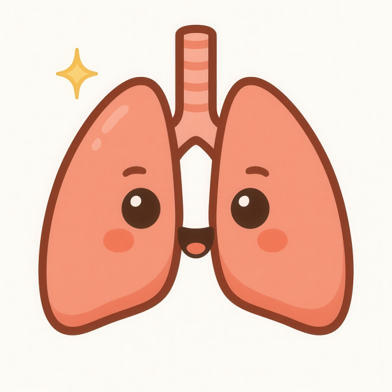 A 2d cartoon chibi like style emoji illustration of a human lung