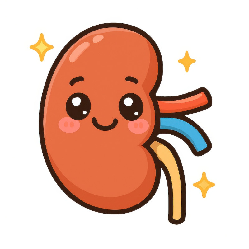 A 2d cartoon chibi like style emoji illustration of a human kidney