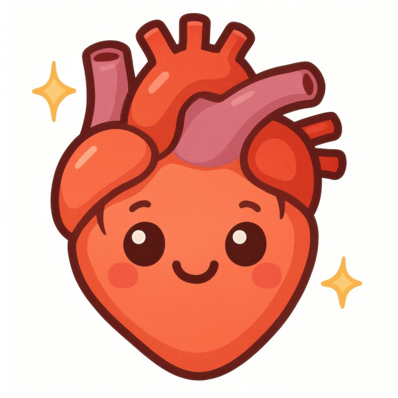 A 2d cartoon chibi like style emoji illustration of a human heart