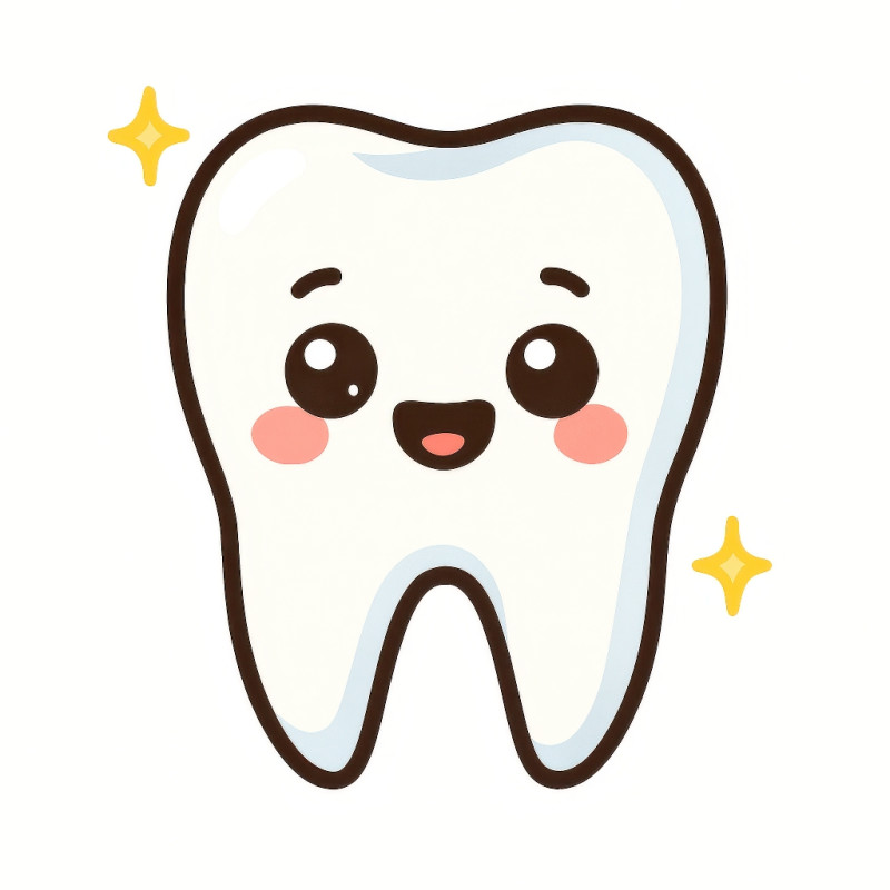 A 2d cartoon chibi like style emoji illustration of a human teeth