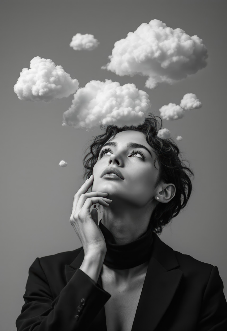 Non-binary adult in layered avant-garde fashion looks thoughtful, realistic thoughtful people overlays flux prompt enhances creative styling moments