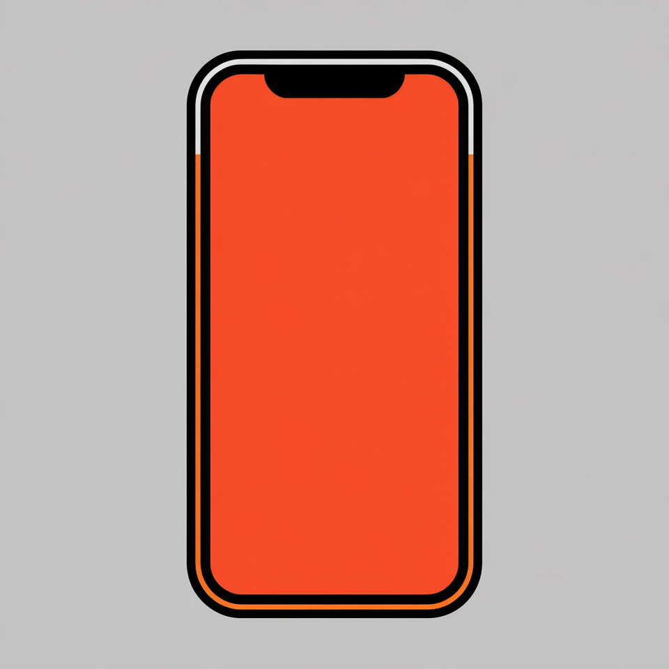 Flat two-tone icon of a smartphone, vivid accent on neutral background, sharp vector lines, clean minimalist style, perfectly scalable and highly legible